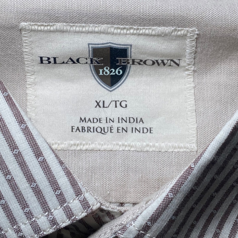 Black Brown 1826 Mens Striped Button Down Shirt XL Work Casual Office - Picture 3 of 9